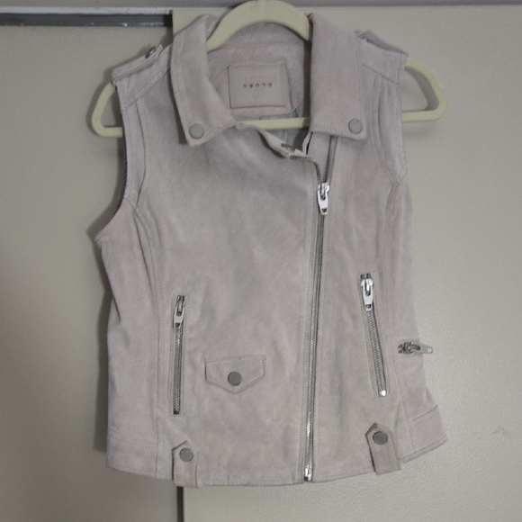 Blank NYC Light Beige Leather Zippered Vest Size Small - Picture 1 of 6
